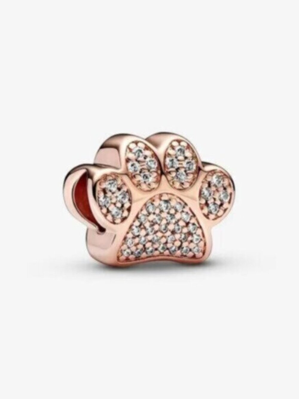 Pandora Rose Paw Print Pavé Charm - Rose Gold and Clear